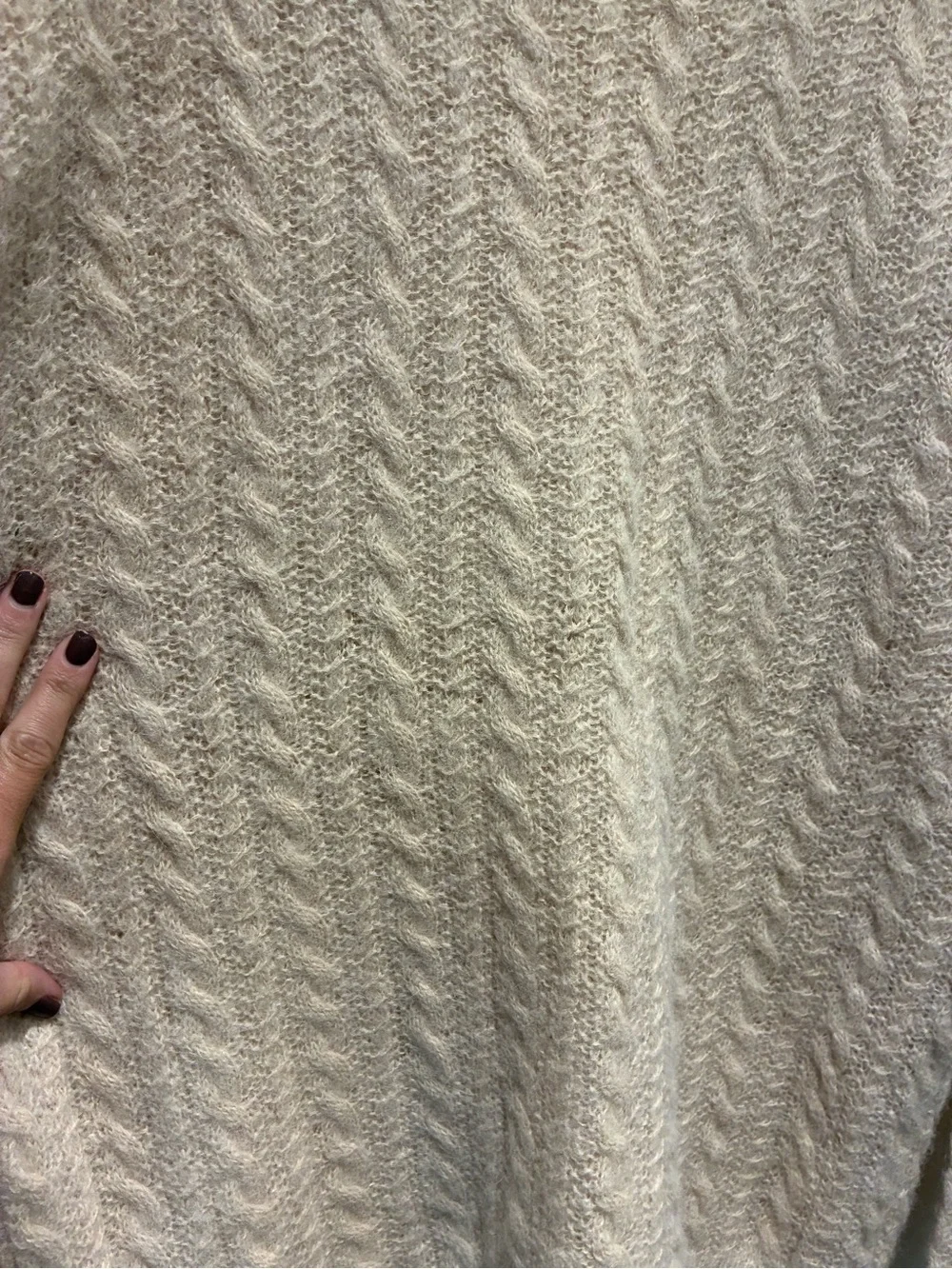 Our Legacy Men’s Cable Knit Mohair Sweater Cream Oatmeal Oversized Size 48